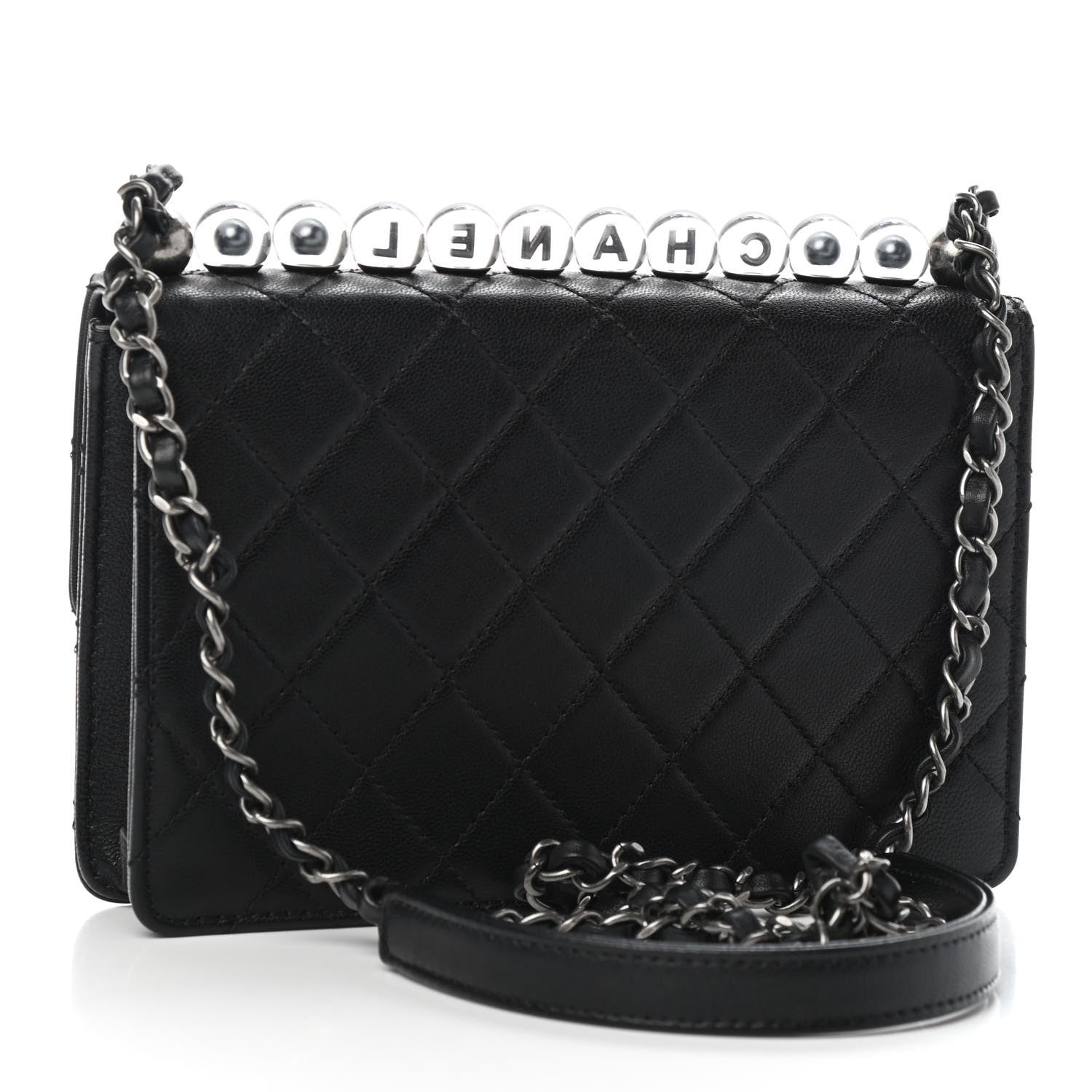 Chanel Goatskin Quilted Logo Small Chic Flap Black 2 of 8