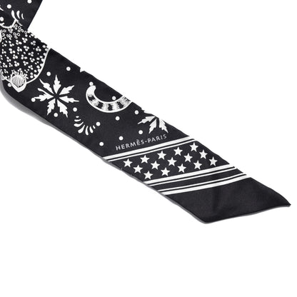 Hermes Silk Les Leopards Twilly Black White 4 of 5