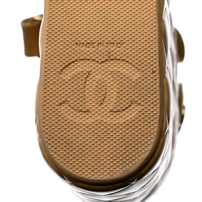 Chanel Shiny Calfskin Quilted Wedge Sandals 39 Beige 8 of 11
