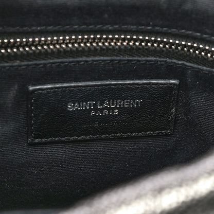 Saint Laurent Metallic Grain De Poudre Y Quilted Monogram Small Loulou Bowling Bag Gun Metal 5 of 16