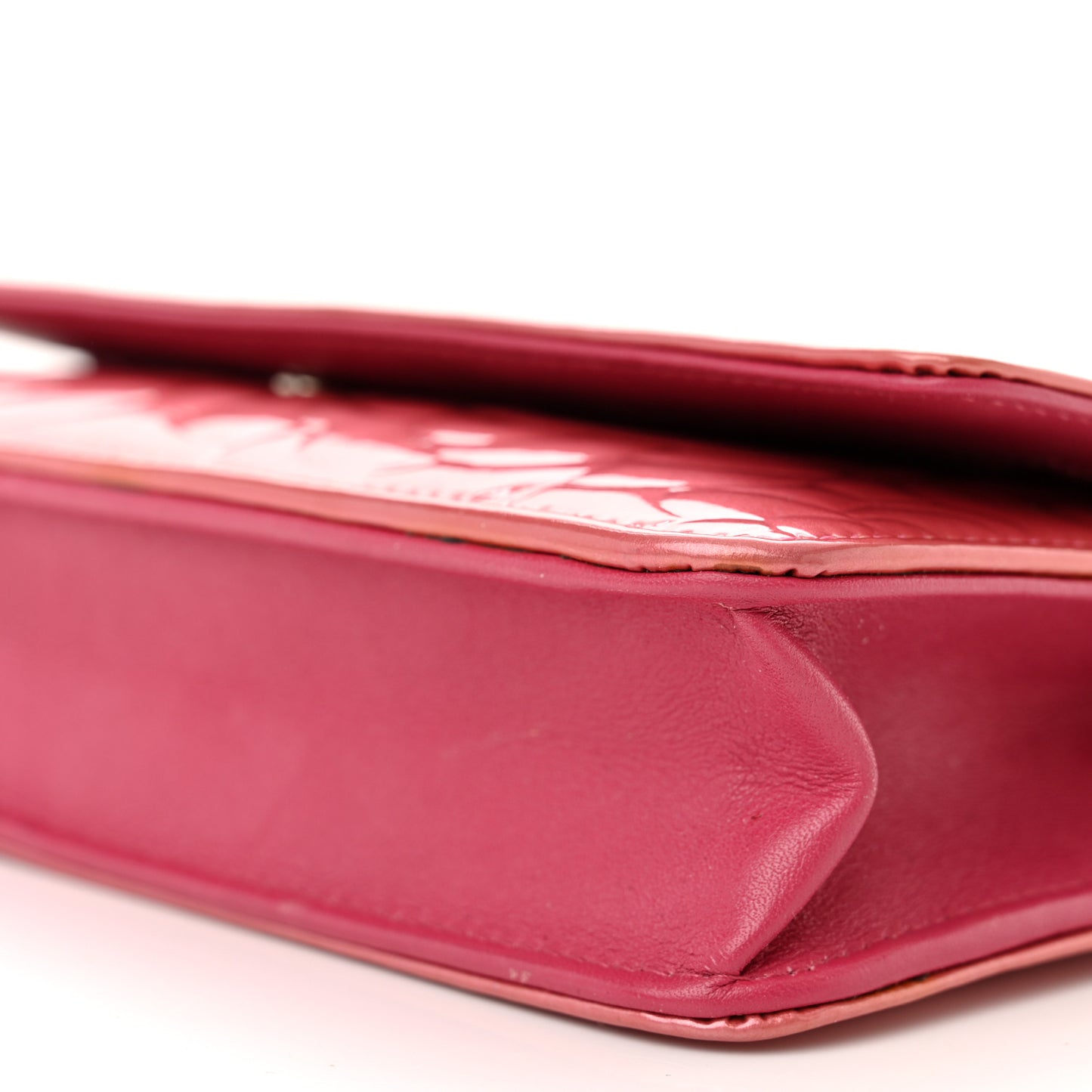 Patent Camellia Embossed Wallet on Chain WOC Rose