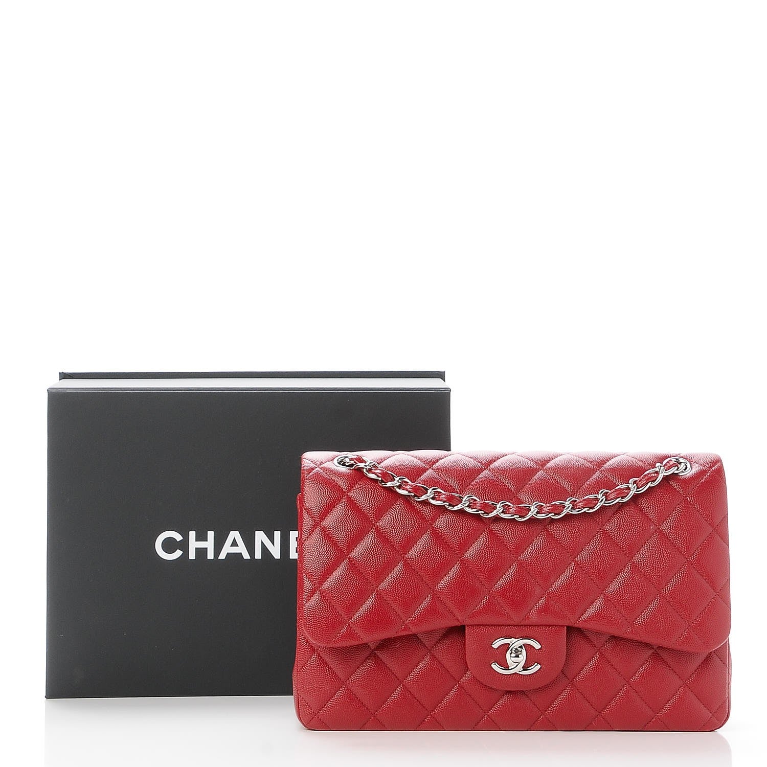 Chanel Caviar Quilted Jumbo Double Flap Dark Red 9 of 9