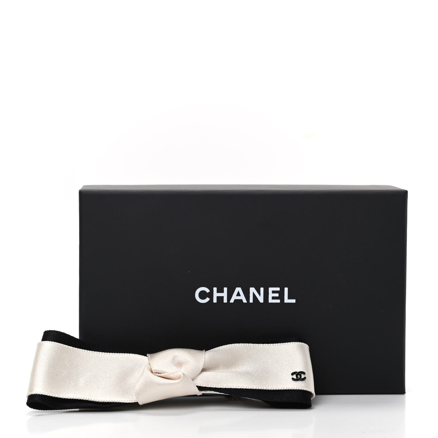 Chanel Satin CC Hair Clip Bow Black White 6 of 6