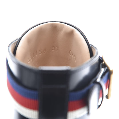 Gucci Calfskin Sylvie Web Lace Up Combat Boots 37 Black 8 of 9