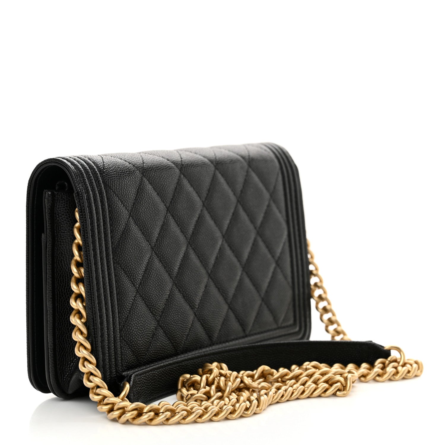Chanel Caviar Quilted Boy Wallet On Chain WOC Black 3 of 13