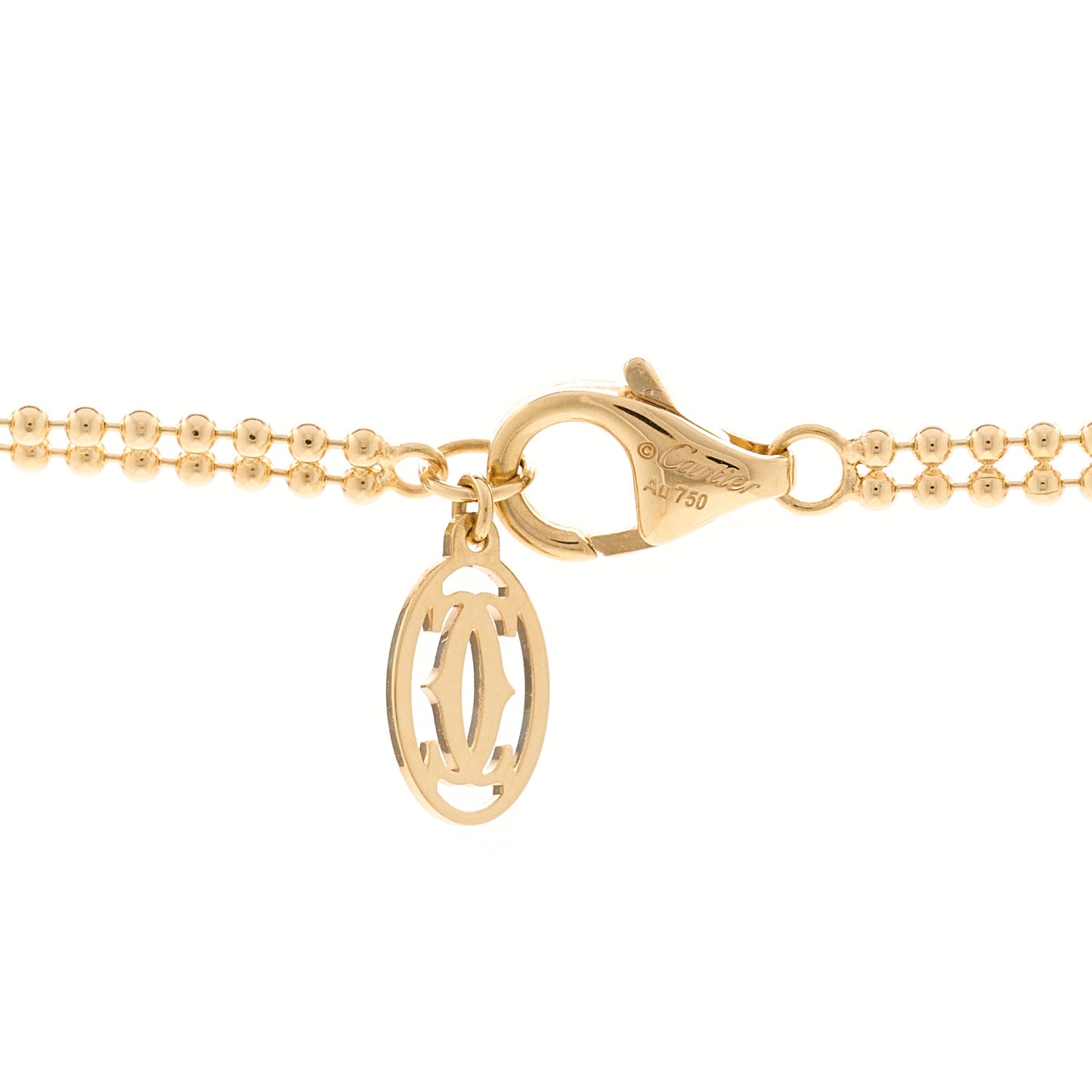 18K Pink Yellow White Gold Diamond Trinity Double Bead Chain Pendant Necklace