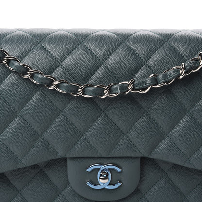Chanel Caviar Quilted Jumbo Double Flap Dark Turquoise 10 of 11