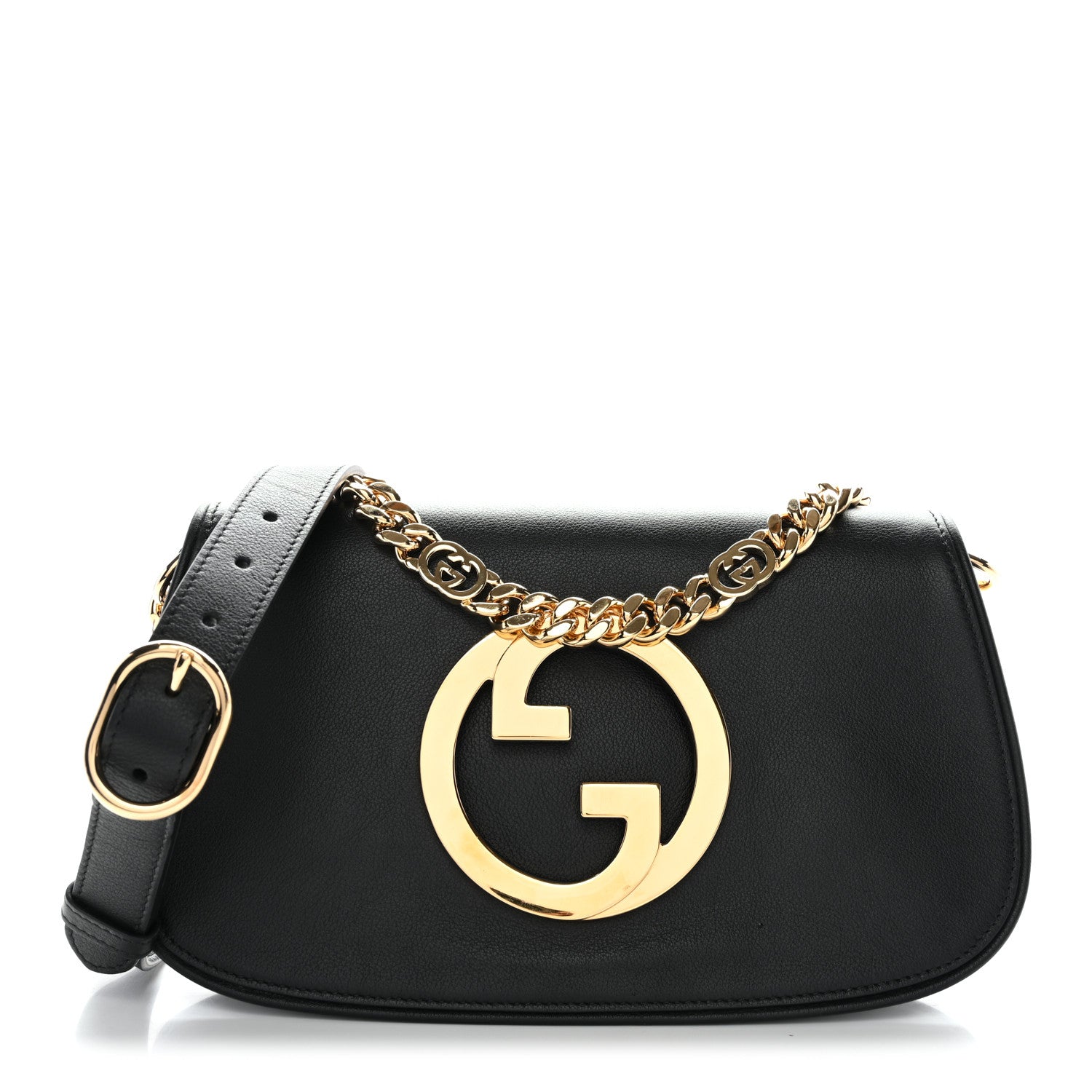 Gucci Roxy Calfskin Blondie Chain Shoulder Flap Bag Black 1 of 11
