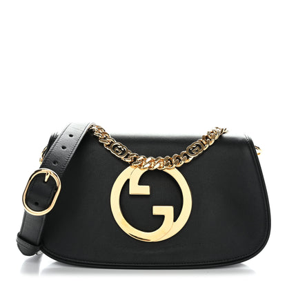 Gucci Roxy Calfskin Blondie Chain Shoulder Flap Bag Black 1 of 11
