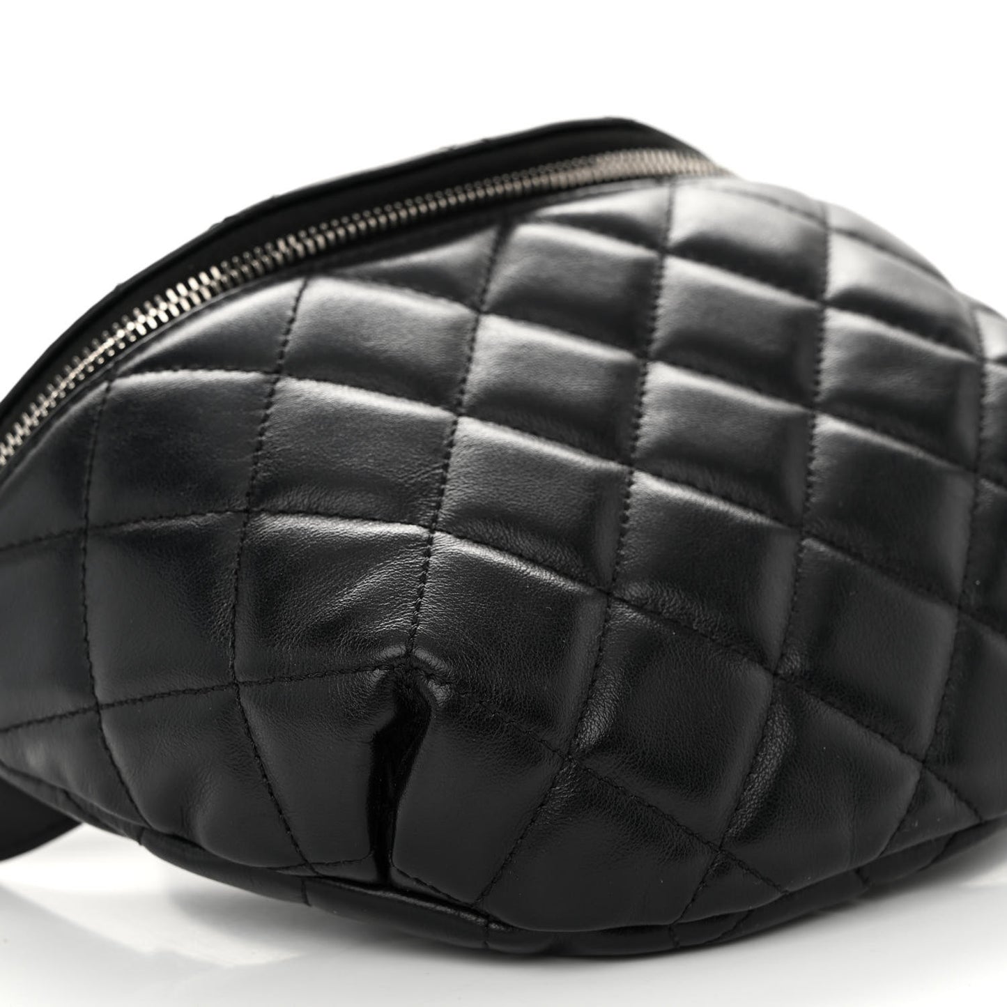 Lambskin Quilted Waist Belt Bag Black