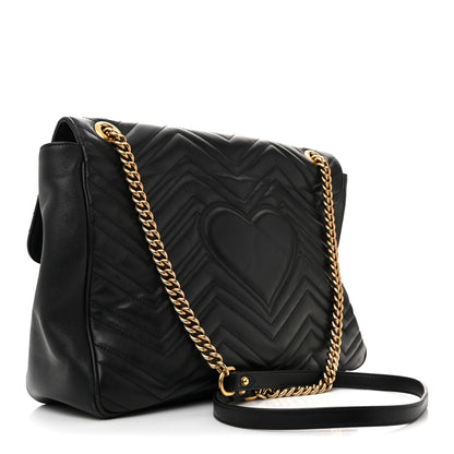 Gucci Calfskin Matelasse Large GG Marmont Shoulder Bag Black 3 of 15