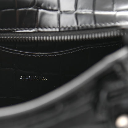 Balenciaga Semi Shiny Calfskin Crocodile Embossed Neo Classic Black Hardware Mini City Black 6 of 11