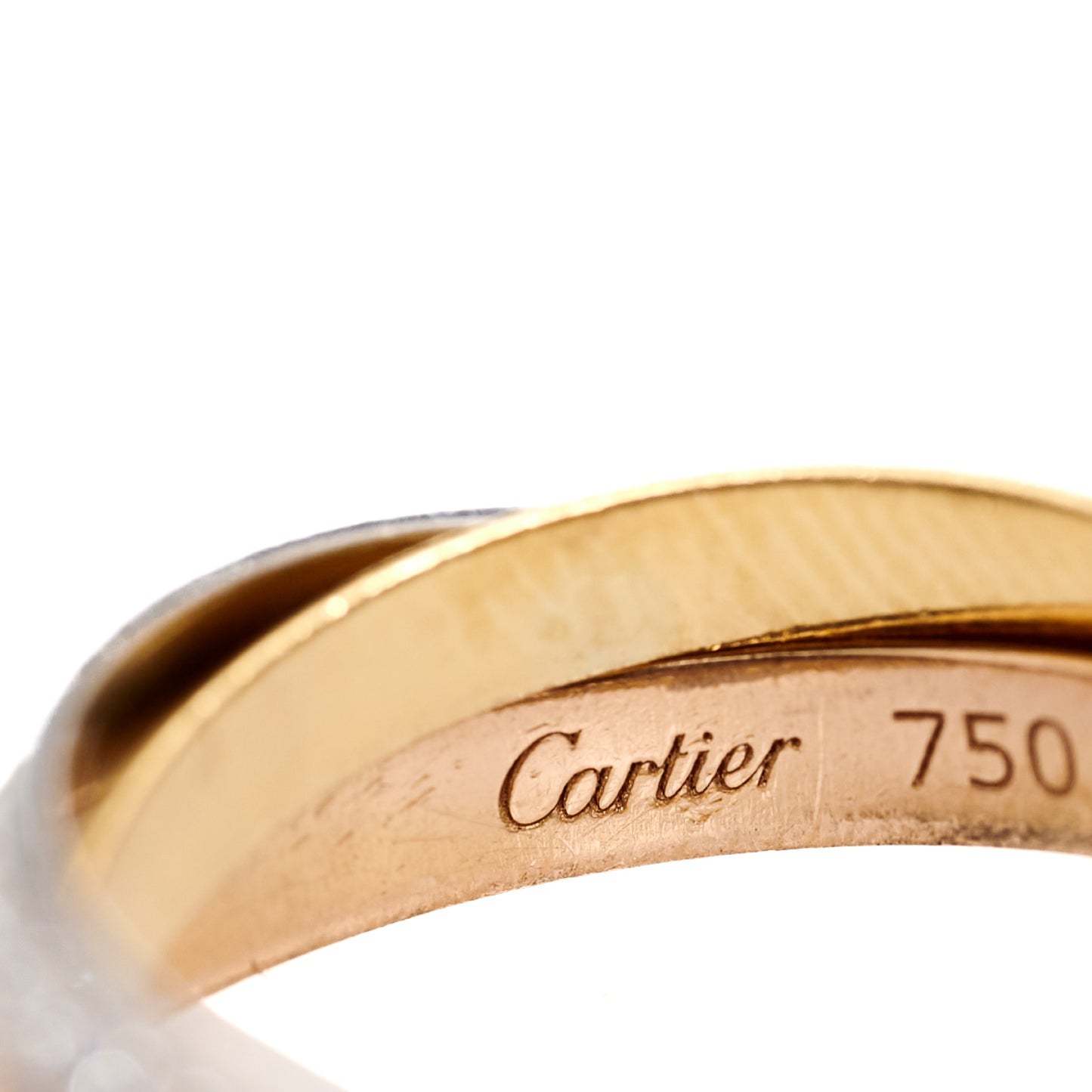 18K White Yellow Pink Gold Diamond Small Trinity Paved Ring 49 4.75