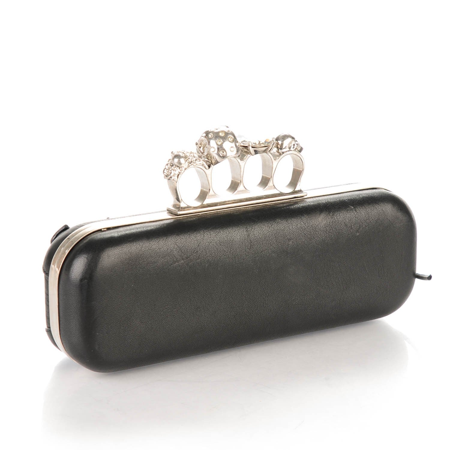 Alexander McQueen Lambskin Lace-Up Knucklebox Clutch Black 3 of 7