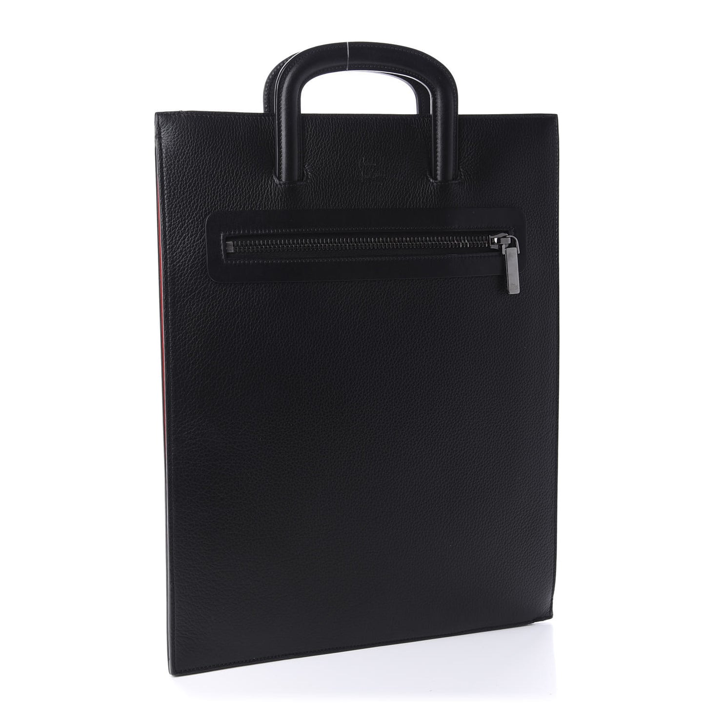 Calfskin Spiked Studded Large Trictrac Portfolio Bag Black