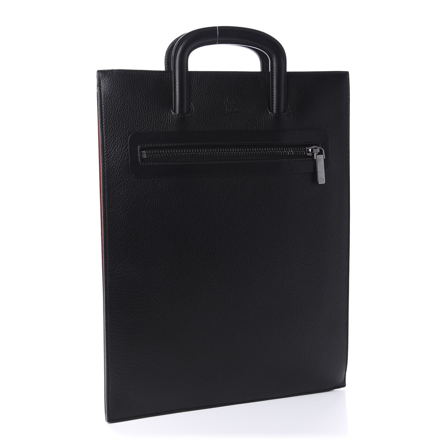Christian Louboutin Calfskin Spiked Studded Large Trictrac Portfolio Bag Black 2 of 9