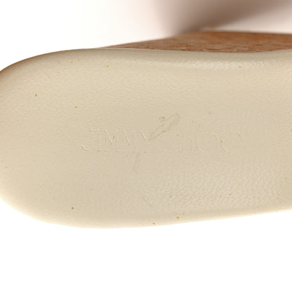 Jimmy Choo Metallic Striped Mesh Cork Perfume Wedges 38 Off White 8 of 12