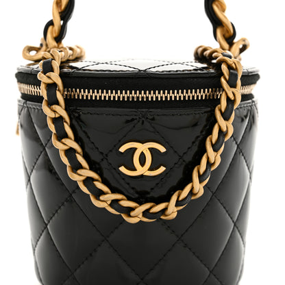 Chanel Patent Quilted Afternoon Tea Top Handle Vanity Case With Chain Black 8 of 11