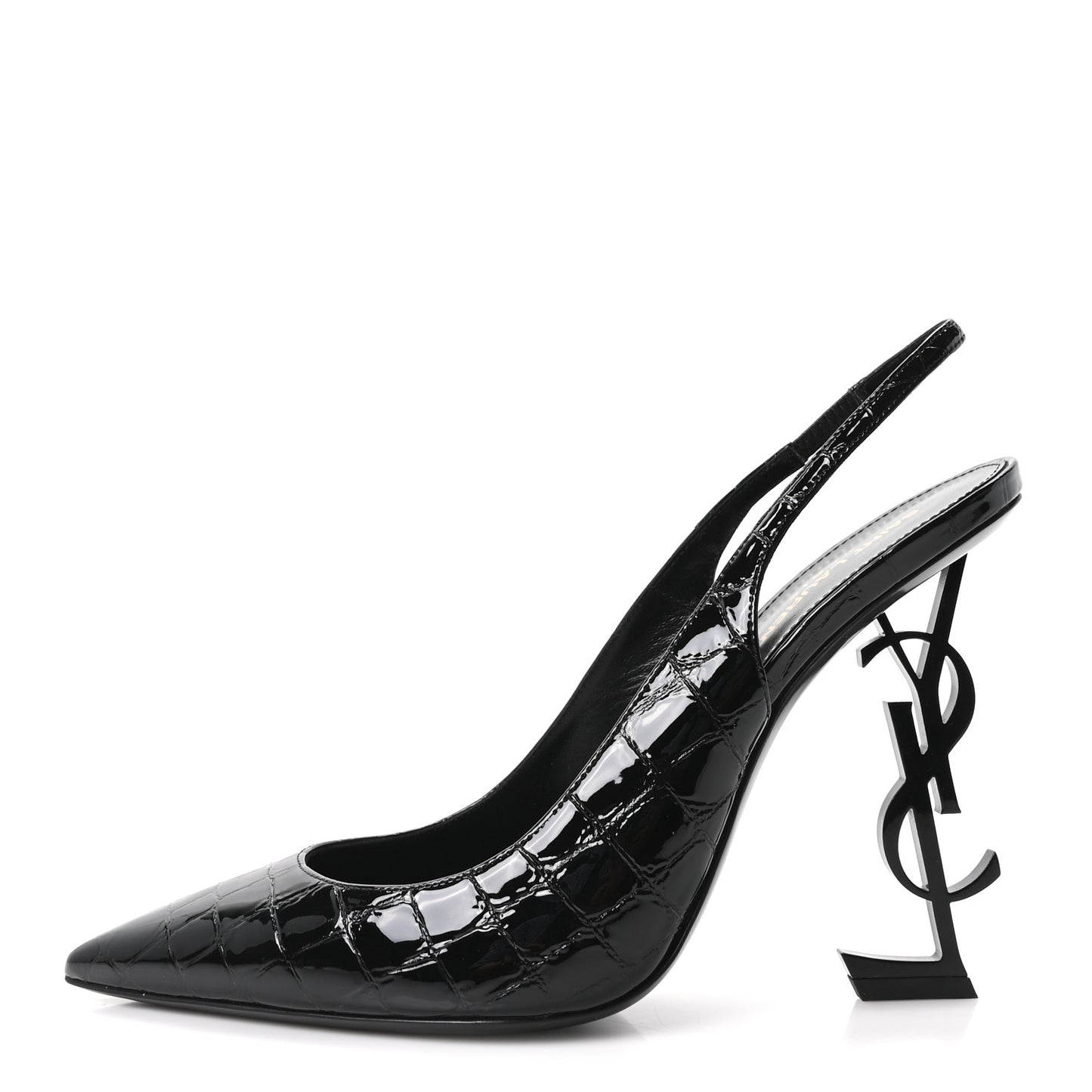 Patent Crocodile Embossed Opyum 110 Slingback 41 Black