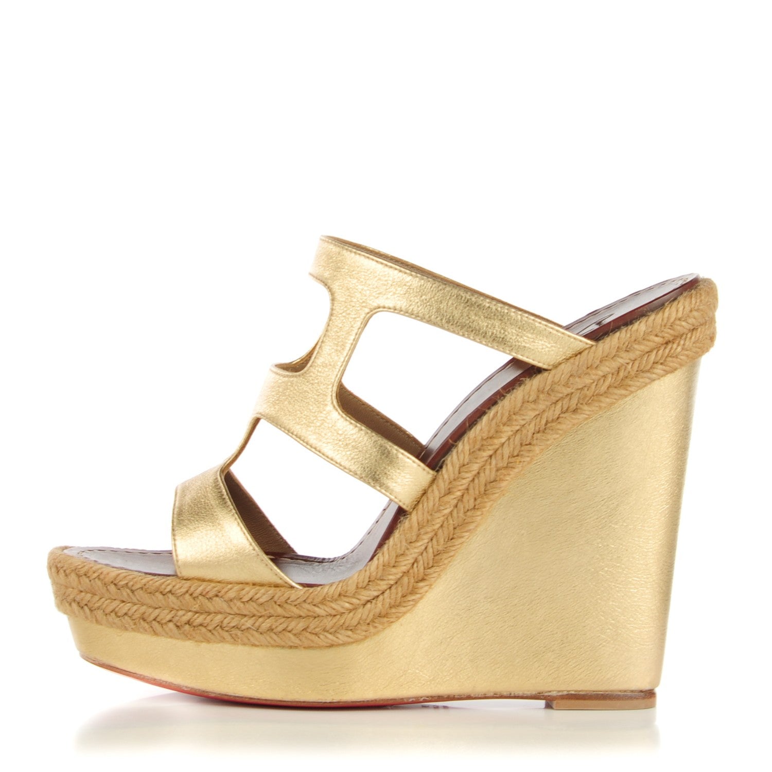 Christian Louboutin Laminated Calf Platform Espadrille Slides 39 Mekong 1 of 7