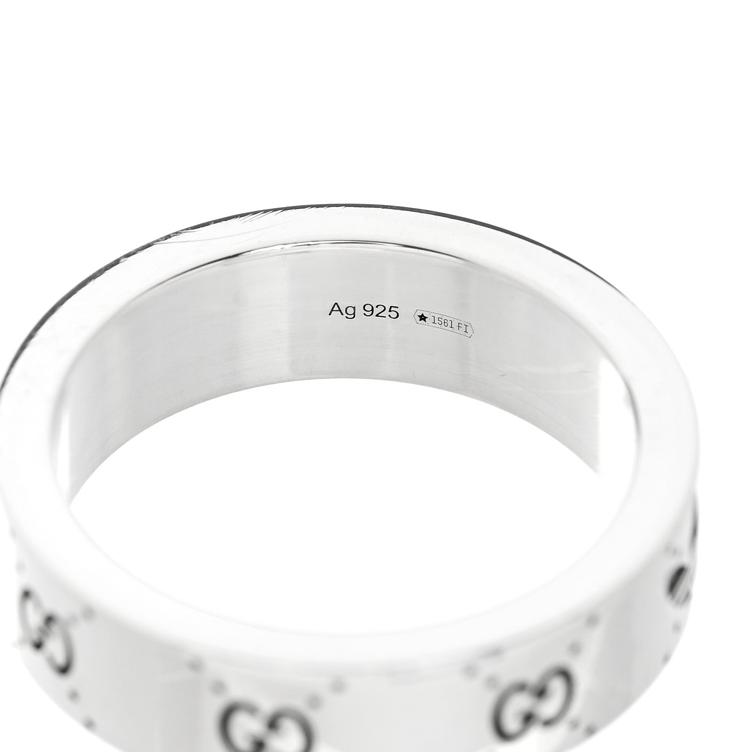 Gucci X ADIDAS Sterling Silver Trefoil GG Monogram Band Ring 57 8 5 of 6