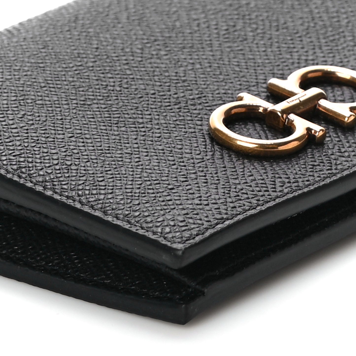 Grained Calfskin Folding Wallet Black