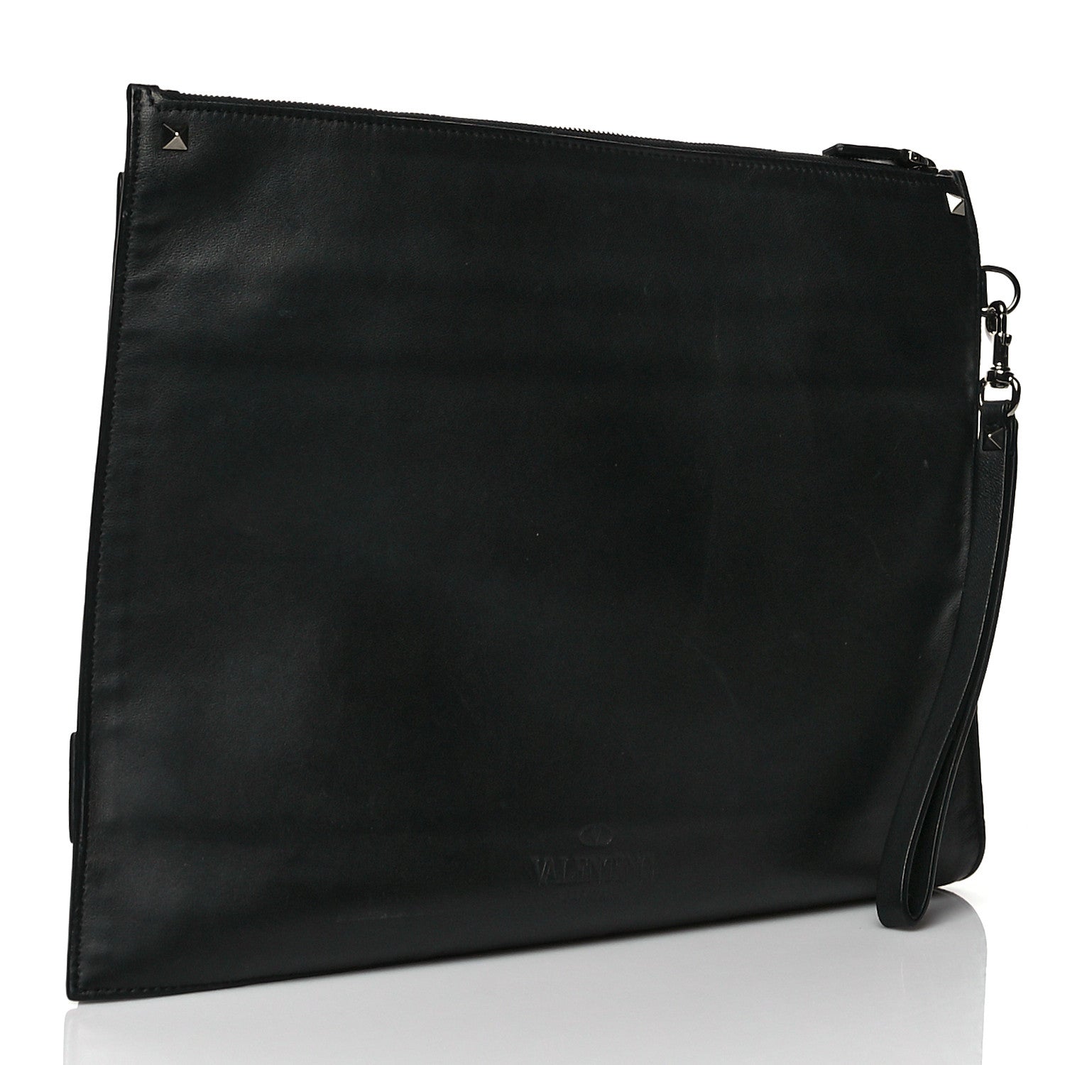 Valentino Garavani Nappa Rockstud Triple Zip Wristlet Pouch Black 3 of 14