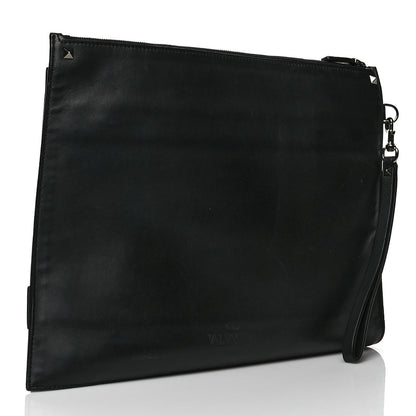 Valentino Garavani Nappa Rockstud Triple Zip Wristlet Pouch Black 3 of 14