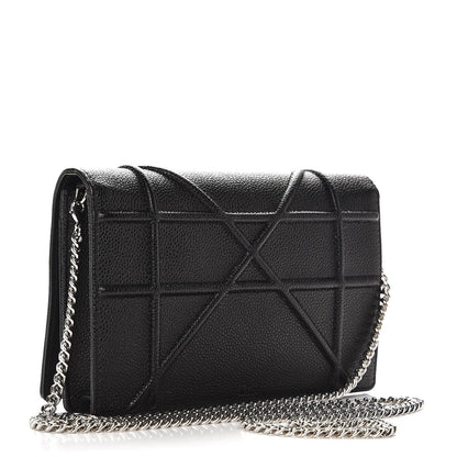 Christian Dior Grained Calfskin Diorama Wallet on Chain Pouch Black 3 of 8