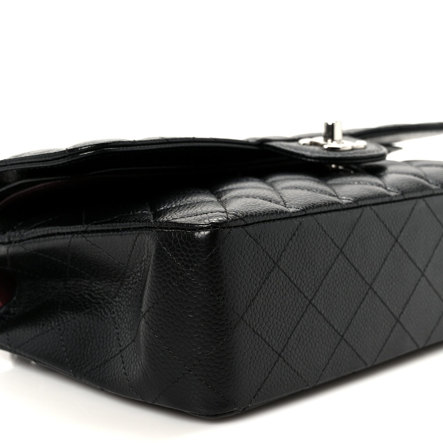 Caviar Quilted Medium Double Flap Black