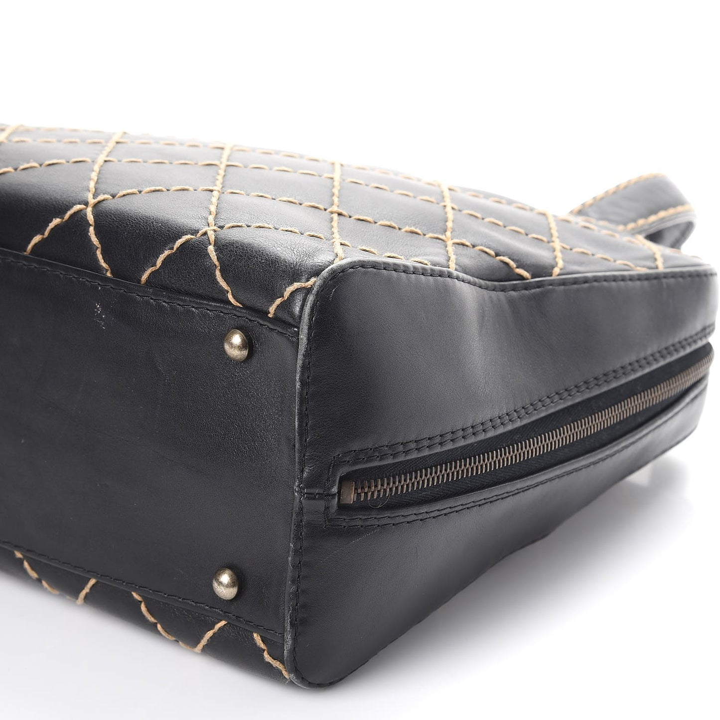 Calfskin Contrast Stitch Surpique Bowler Black