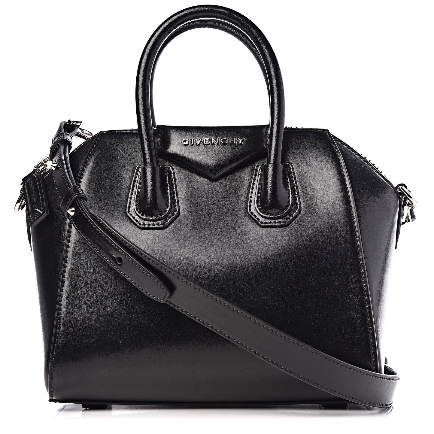 Shiny Lord Calfskin Mini Antigona Black