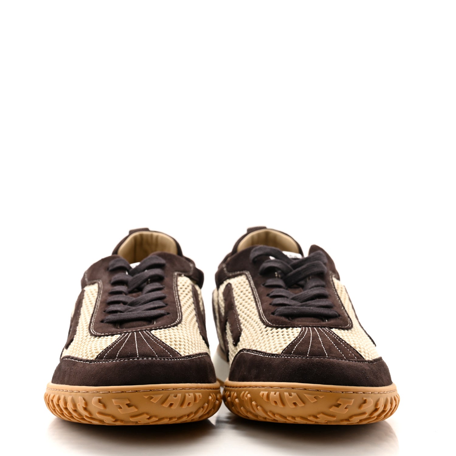 Hermes Technical Canvas Suede Goatskin Jet Sneakers 45 Beige