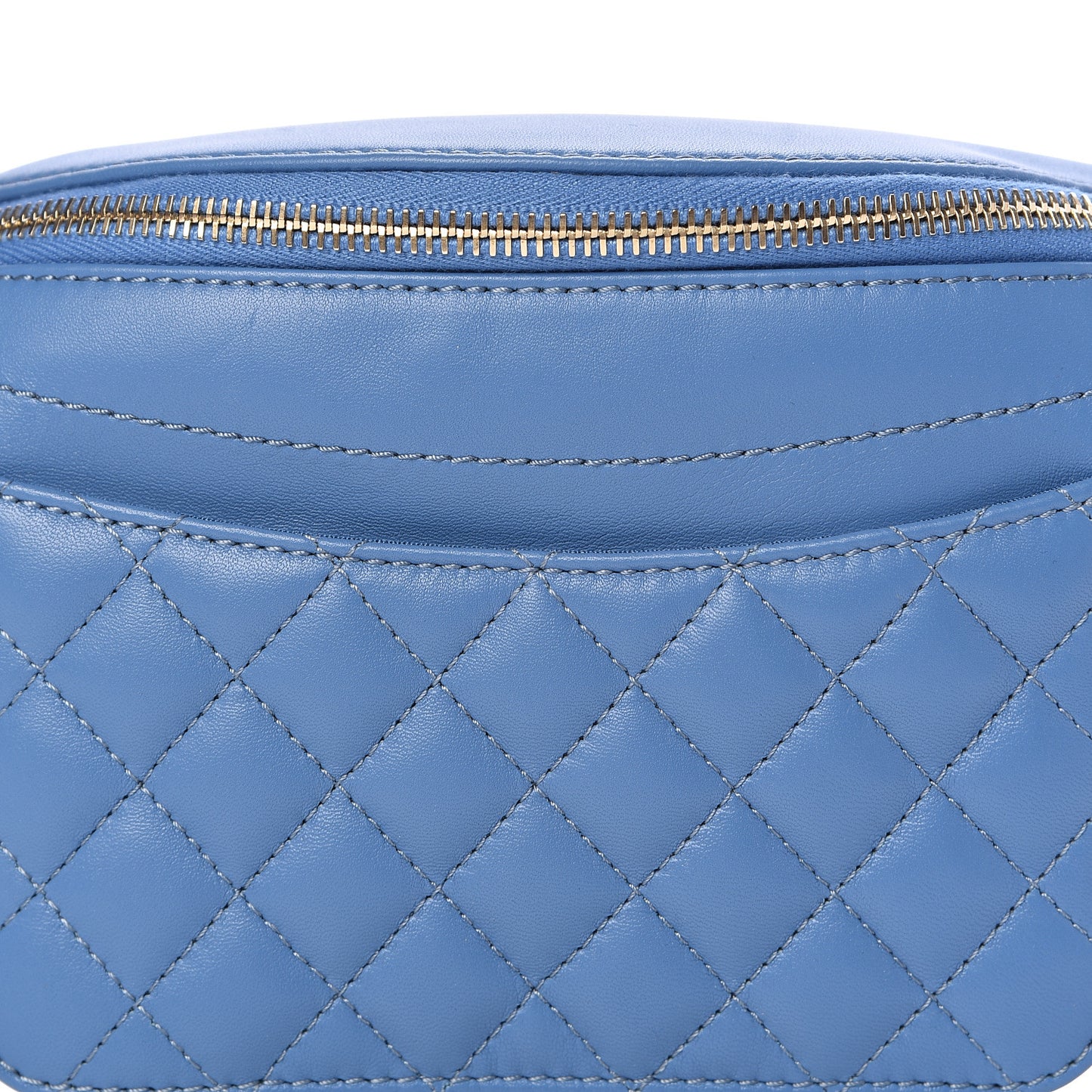 Lambskin Quilted Bi Waist Bag Fanny Pack Blue