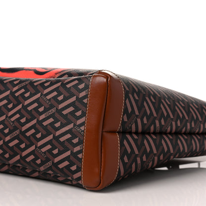 Versace Coated Canvas Calfskin La Greca Medusa Signature Shopper Tote Bag Tan Caramel 7 of 7