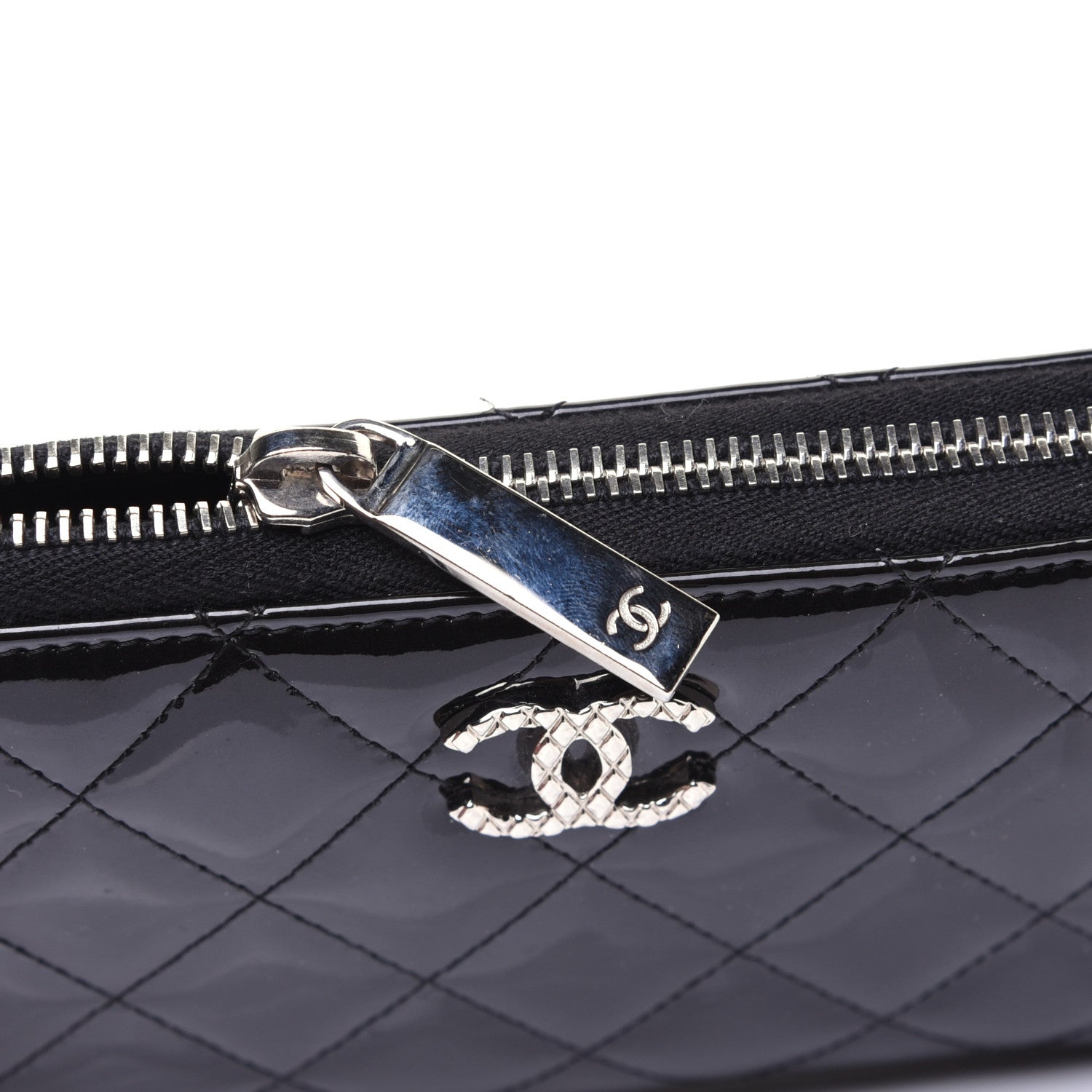 Chanel Patent Quilted Brilliant Zip Around Wallet Black 13 of 14