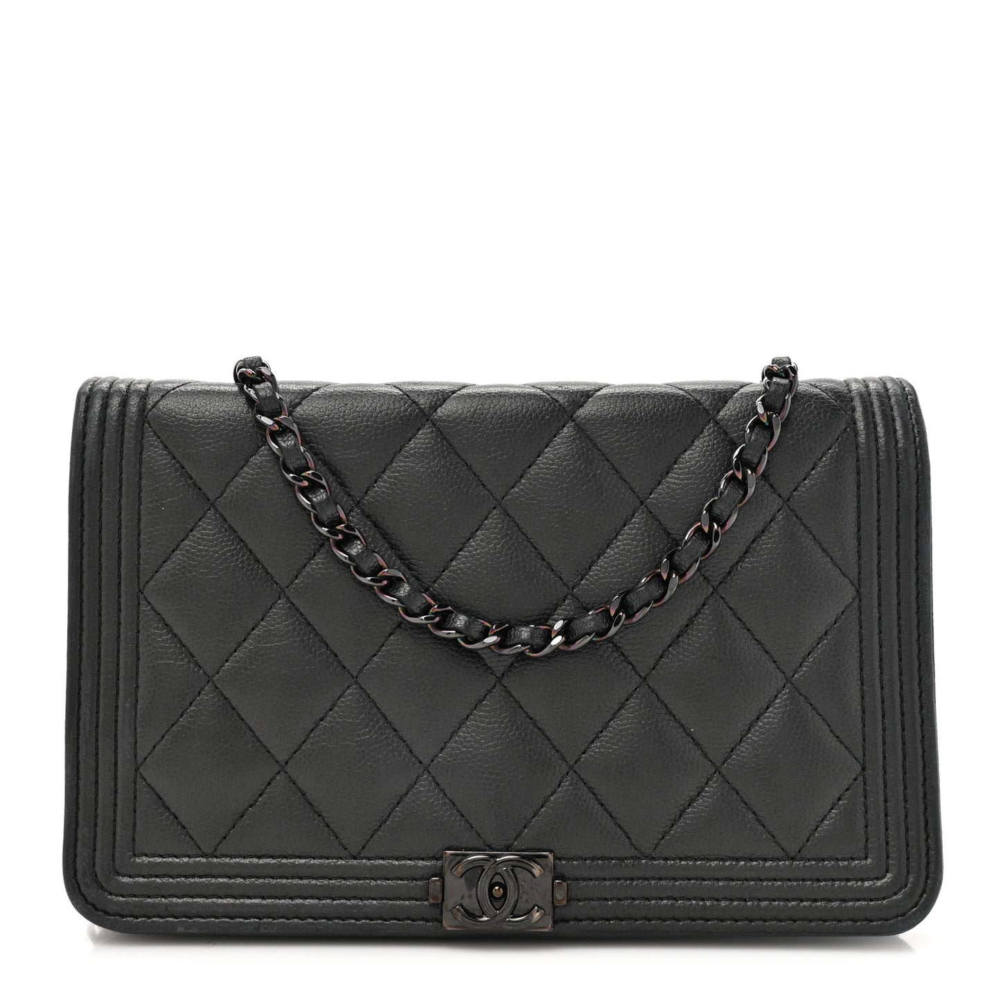 Caviar Quilted Boy Wallet On Chain WOC So Black
