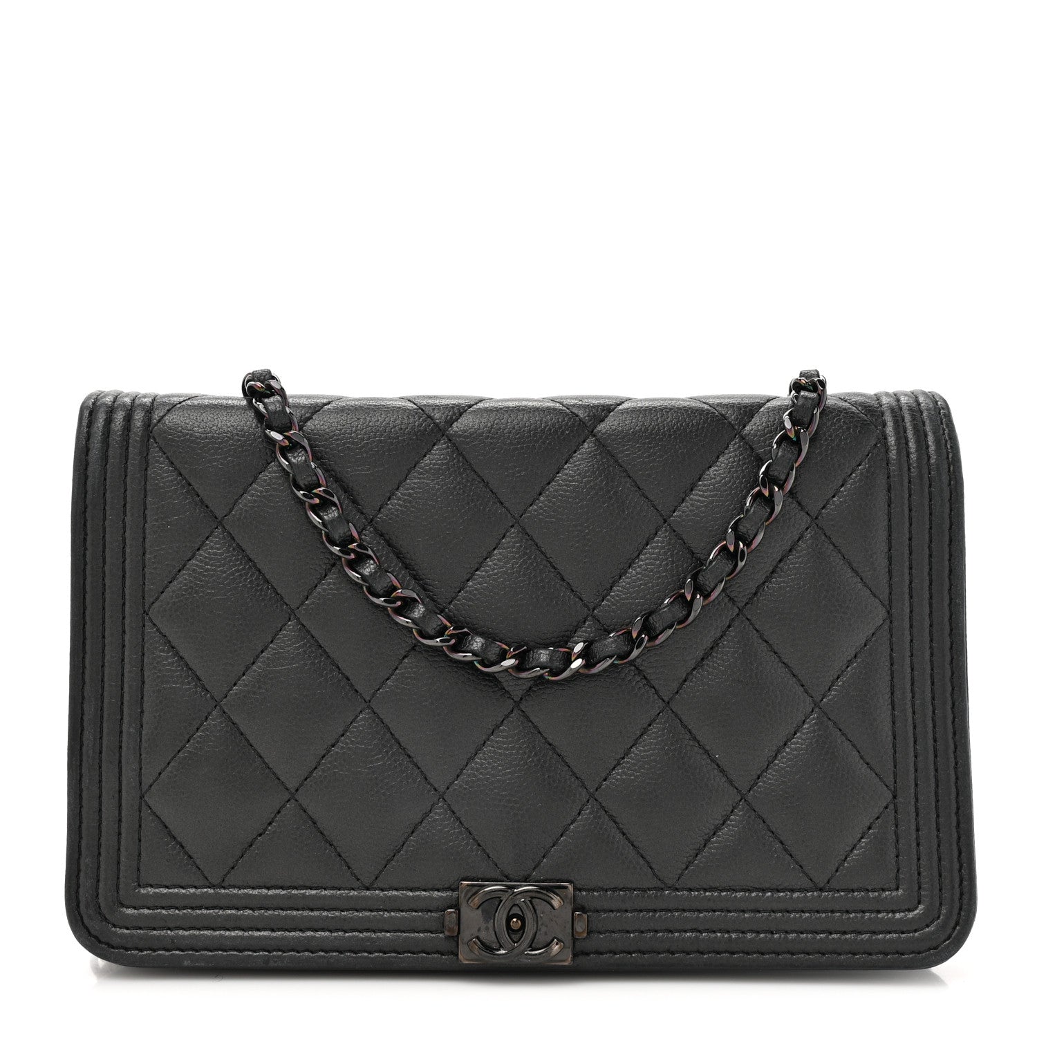 Chanel Caviar Quilted Boy Wallet On Chain WOC So Black 1 of 17