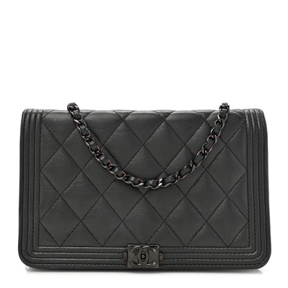 Chanel Caviar Quilted Boy Wallet On Chain WOC So Black 1 of 17