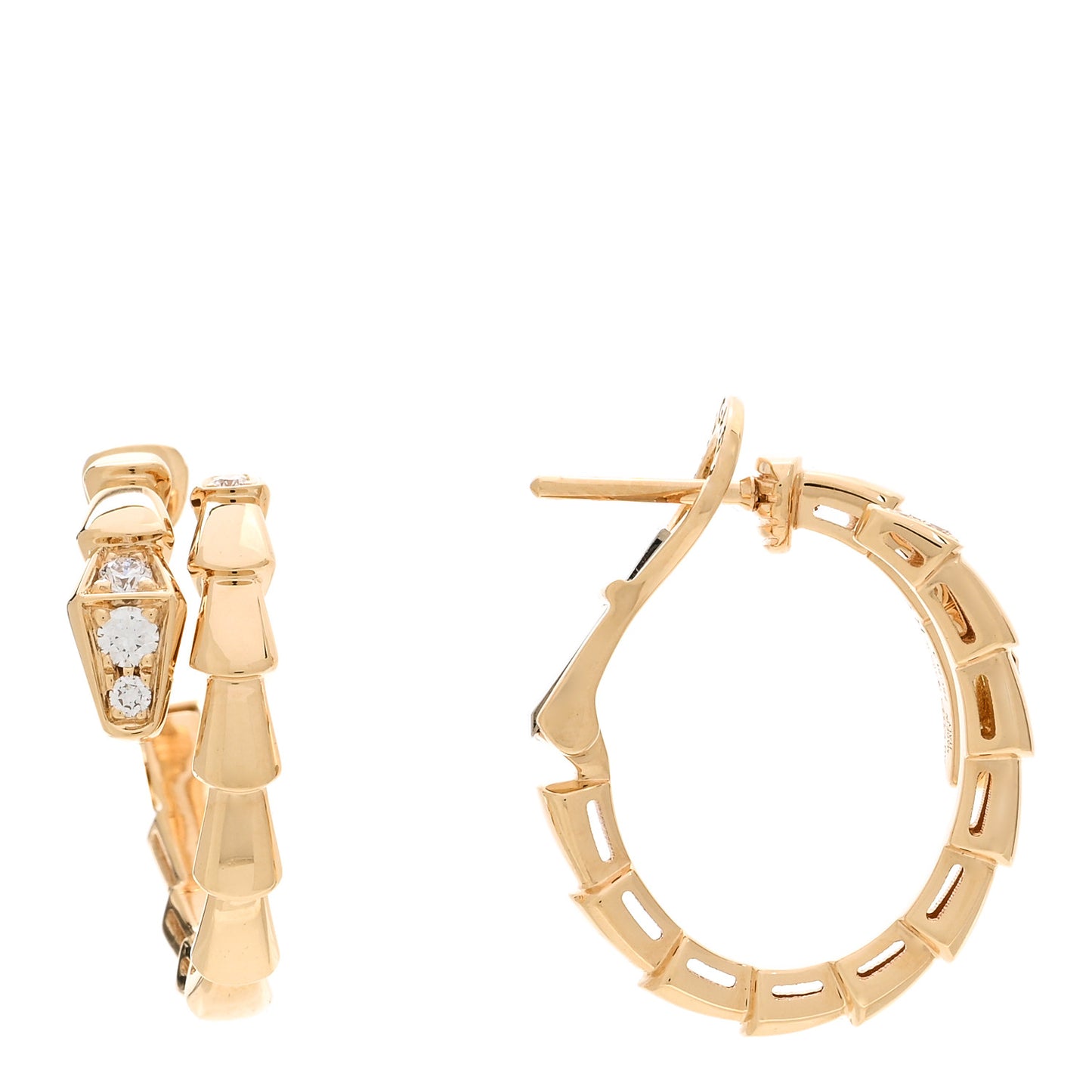 18K Yellow Gold Diamond Serpenti Viper Hoop Earrings