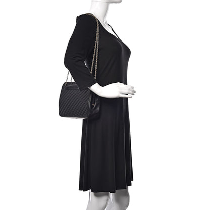 Chanel Lambskin Diagonal Quilted Kisslock Bag Black 2 of 15