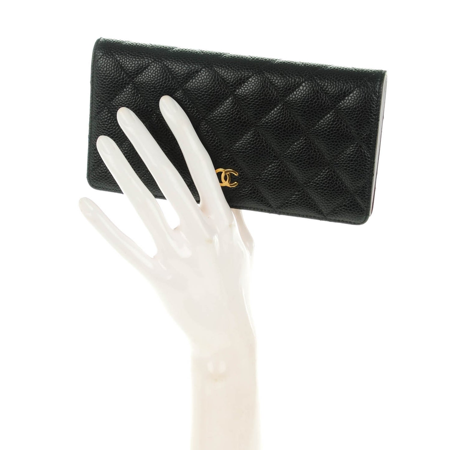Caviar Quilted Yen Wallet Black