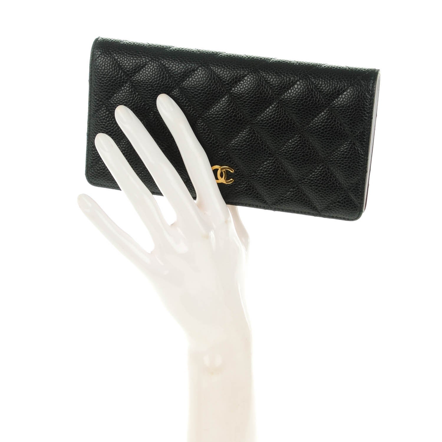 Chanel Caviar Quilted Yen Wallet Black 2 of 8