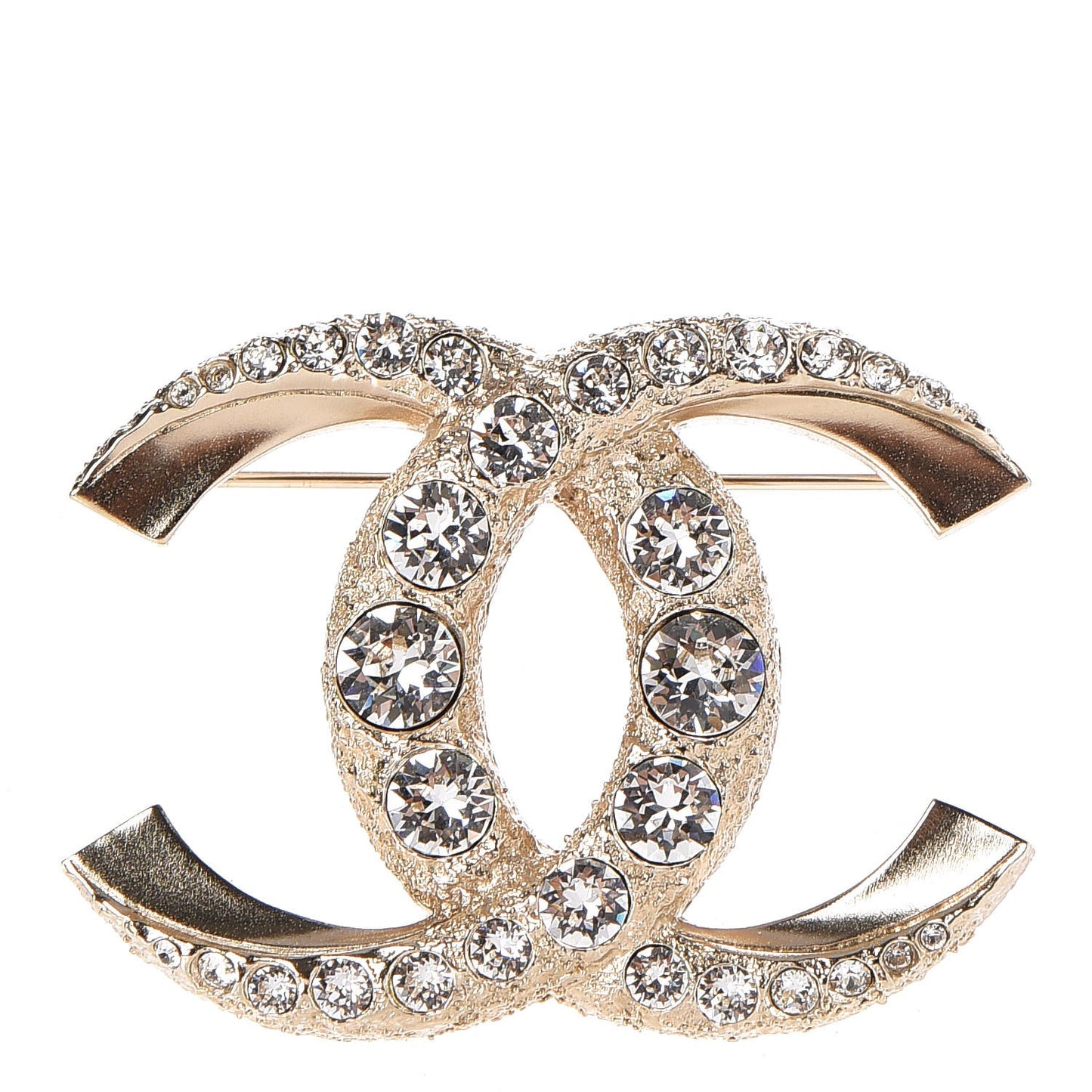Crystal CC Brooch Gold