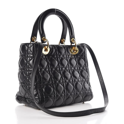 Christian Dior Lambskin Cannage Medium Lady Dior Black 4 of 12