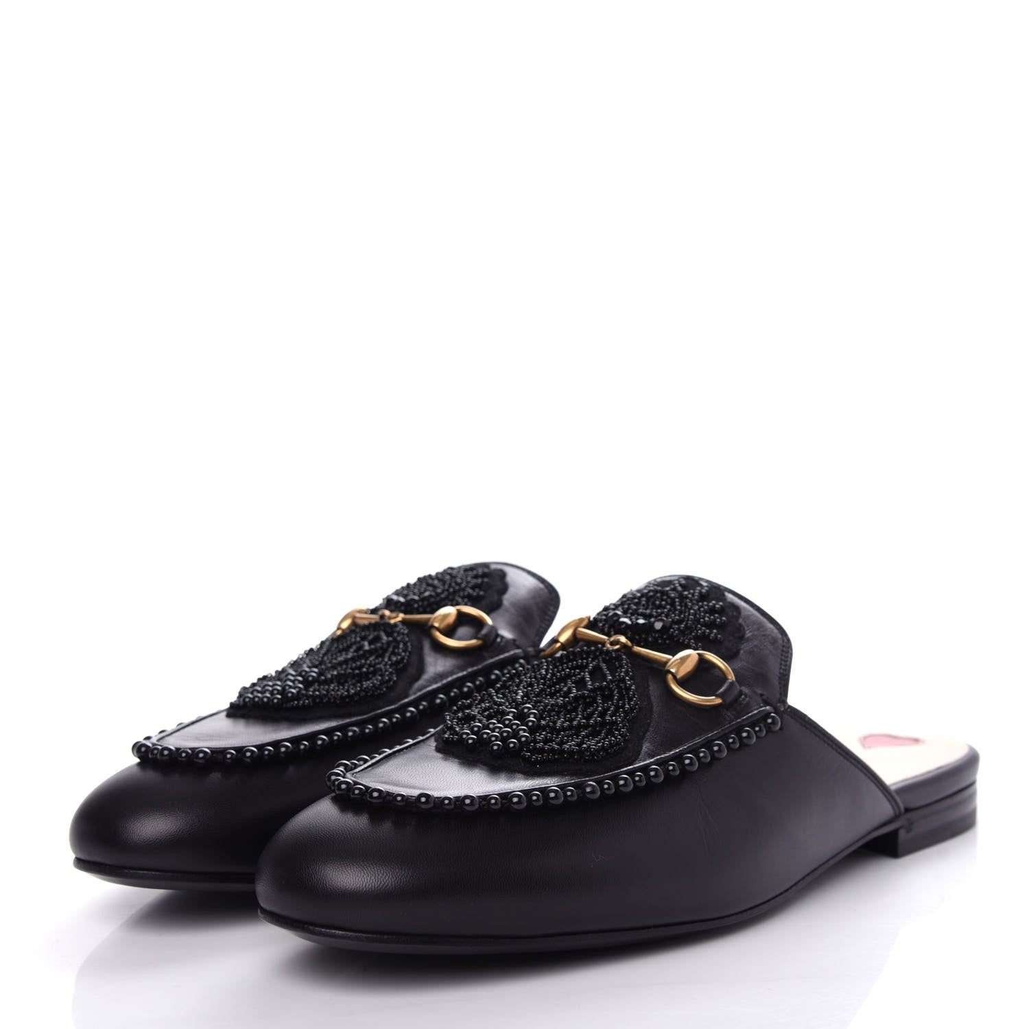 Gucci Malaga Kid Bead Embellished Womens Princetown Slippers 40 Black 3 of 11