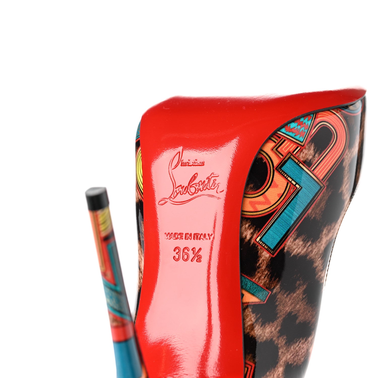 Christian Louboutin Patent Leopard Logo Print Pigalle Follies 100 Pumps 36.5 Multi 6 of 8