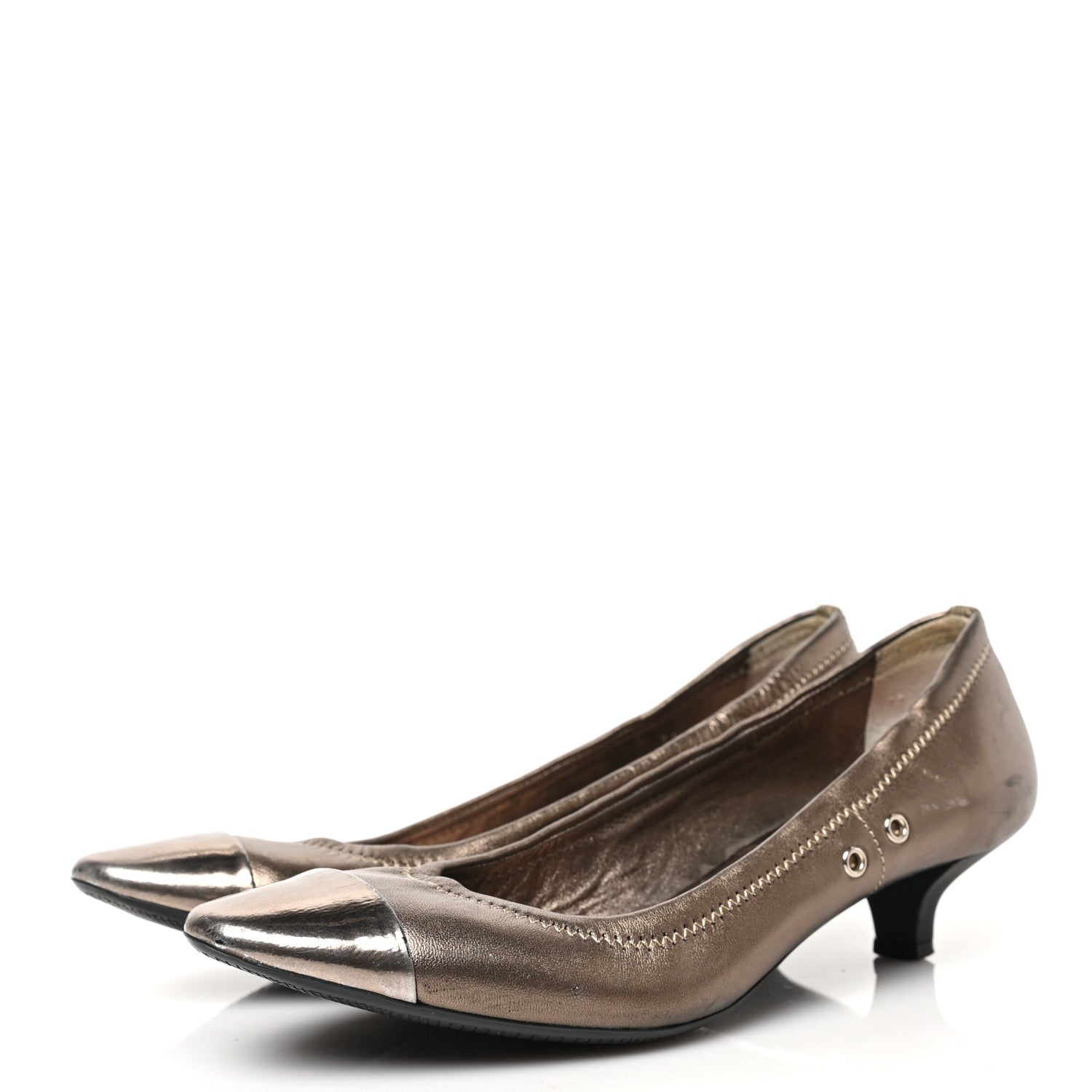 Prada Metallic Calfskin Pump 36 Bronze 3 of 7