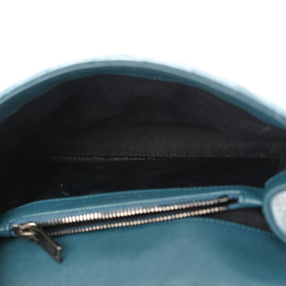 Saint Laurent Sheepskin Matelasse Chevron Monogram Medium College Bag Petrol Green 5 of 14