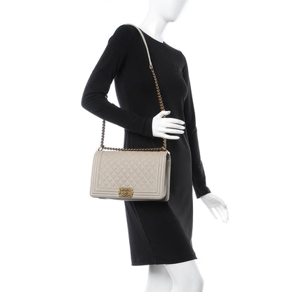 Chanel Caviar Quilted New Medium Boy Flap Light Grey 2 of 8